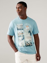 Blue Beach 100% Cotton Graphic T-Shirt - Image 1 of 1