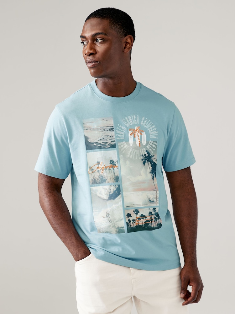 Blue Beach 100% Cotton Graphic T-Shirt - Image 1 of 1