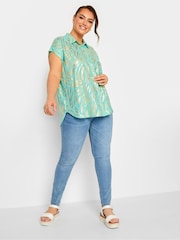 Yours Curve Light Green Button Through 100% Cotton Shirt - Image 2 of 4