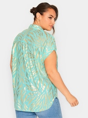 Yours Curve Light Green Button Through 100% Cotton Shirt - Image 3 of 4