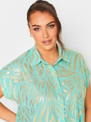 Yours Curve Light Green Button Through 100% Cotton Shirt - Image 4 of 4