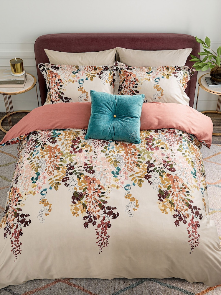 Ted Baker Mulberry/Teal Wistera Floral Duvet Cover & Pillowcase Set - Image 1 of 5