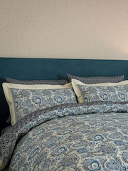 V&A Navy Elysian Paisley 100% Cotton Duvet Cover & Pillowcase Set - Image 2 of 5