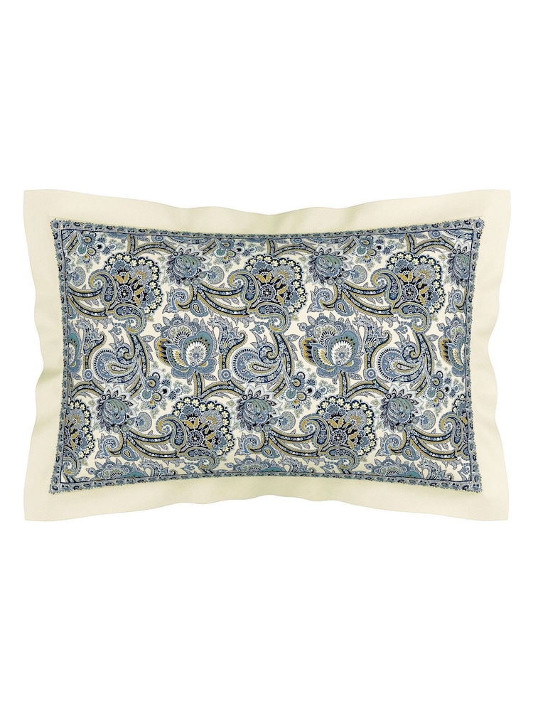 V&A Navy Elysian Paisley 100% Cotton Duvet Cover & Pillowcase Set - Image 5 of 5 V&A Navy Elysian Paisley 100% Cotton Duvet Cover & Pillowcase Set - Image 5 of 5