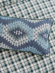 Bedeck of Belfast Navy Navajo Textured Cotton Velvet Cushion - Image 1 of 5
