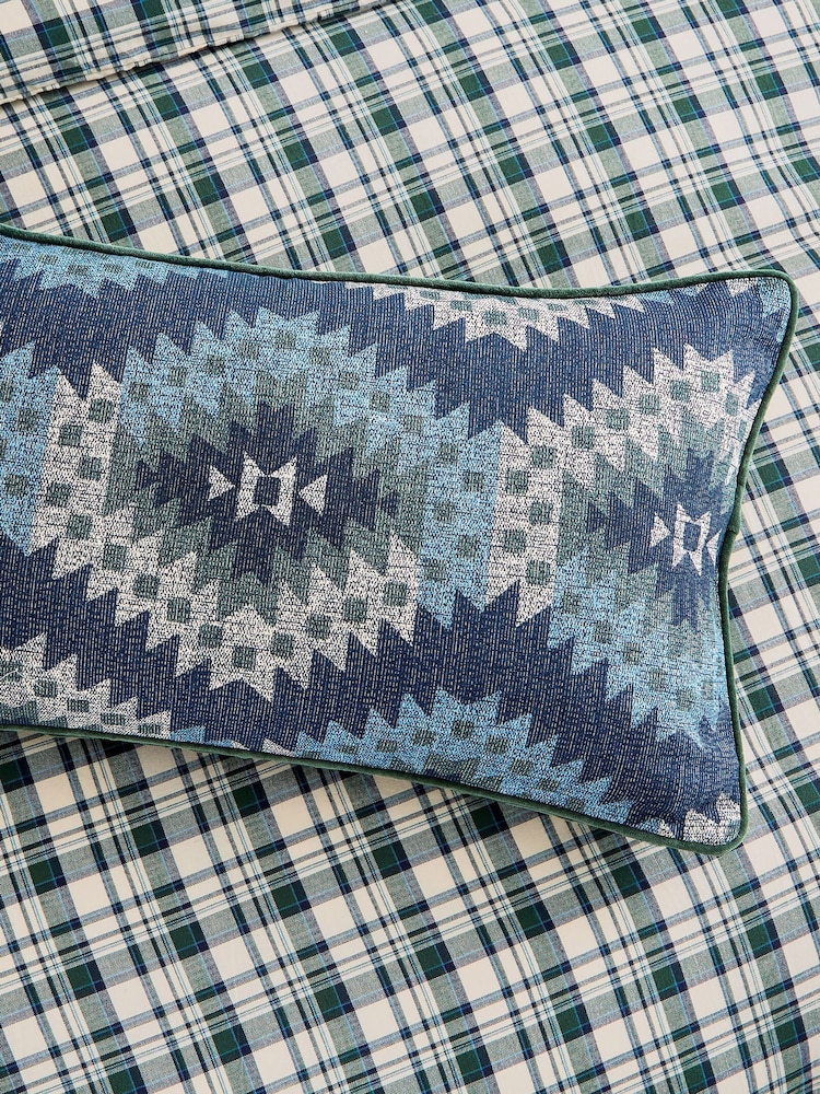 Bedeck of Belfast Navy Navajo Textured Cotton Velvet Cushion - Image 1 of 5 Bedeck of Belfast Navy Navajo Textured Cotton Velvet Cushion - Image 1 of 5