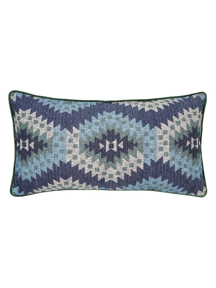 Bedeck of Belfast Navy Navajo Textured Cotton Velvet Cushion - Image 5 of 5 Bedeck of Belfast Navy Navajo Textured Cotton Velvet Cushion - Image 5 of 5