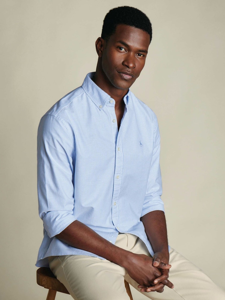 Zils - Charles Tyrwhitt pogājams, elastīgs, mazgāts, klasiska piegriezuma Oxford krekls - Attēls 2 no 7