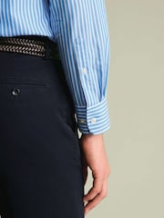Albastru - Cămașă stretch cu croi clasic prespălat și nasturi poplin Charles Tyrwhitt Dungă - Imaginea 5 din 8