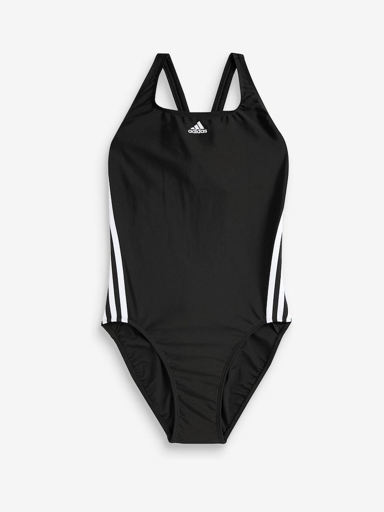 adidas Black Classic 3-Stripes Swimsuit - Image 6 of 6