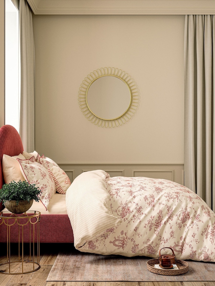 V&A Red Garden of Love Floral Duvet Cover & Pillowcase Set - Image 2 of 5 V&A Red Garden of Love Floral Duvet Cover & Pillowcase Set - Image 2 of 5