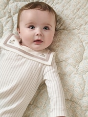 Laura Ashley Cream Sailor Collar 100% Cotton Sleepsuit - Image 2 of 6
