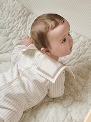 Laura Ashley Cream Sailor Collar 100% Cotton Sleepsuit - Image 3 of 6