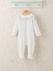 Laura Ashley Cream Sailor Collar 100% Cotton Sleepsuit - Image 6 of 6