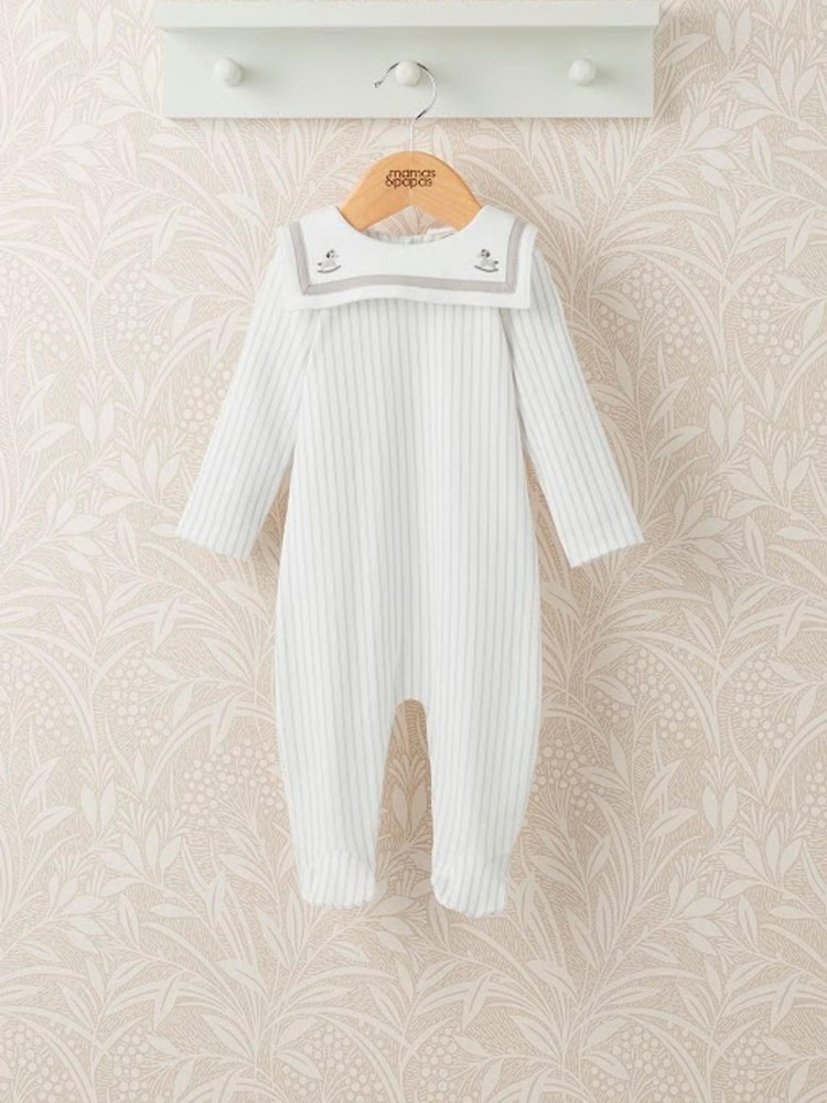 Laura Ashley Cream Sailor Collar 100% Cotton Sleepsuit - Image 6 of 6