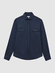Reiss Blue Arimo Button-Through Twin Pocket Overshirt - Image 2 of 4