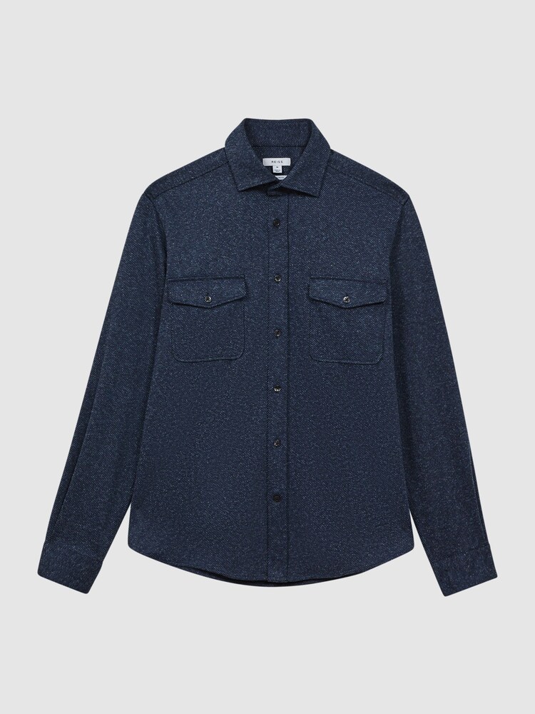 Reiss Blue Arimo Button-Through Twin Pocket Overshirt - Image 2 of 4