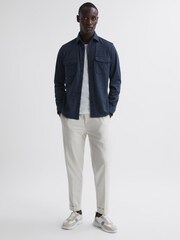Reiss Blue Arimo Button-Through Twin Pocket Overshirt - Image 3 of 4