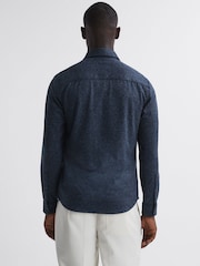 Reiss Blue Arimo Button-Through Twin Pocket Overshirt - Image 4 of 4