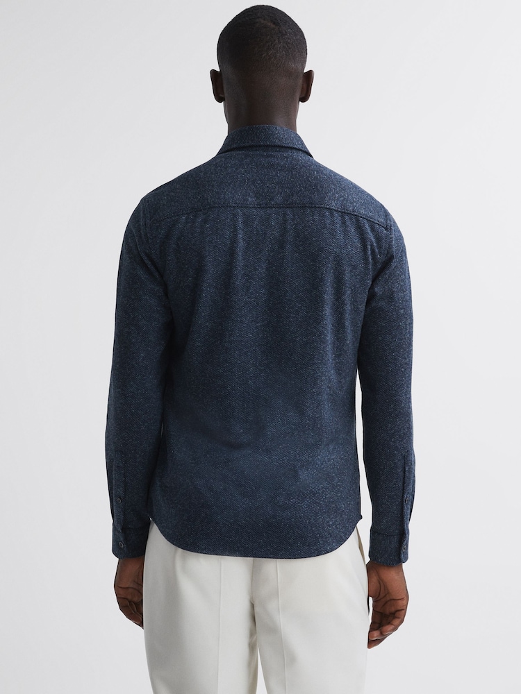 Reiss Blue Arimo Button-Through Twin Pocket Overshirt - Image 4 of 4