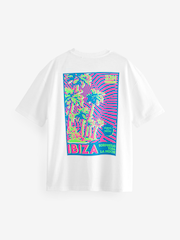 White Ibiza 100% Cotton Back Print Beach Graphic T-Shirt - Image 7 of 9