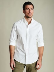 Charles Tyrwhitt White Regular Fit Plain Button-Down Stretch Washed Oxford Shirt - Image 1 of 8