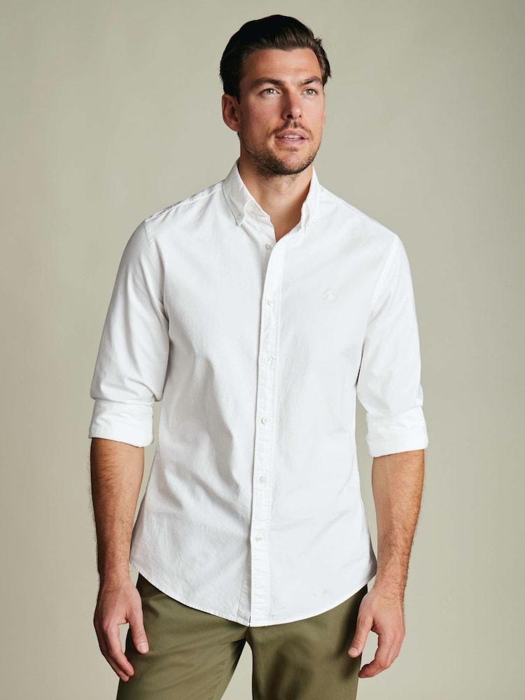 Charles Tyrwhitt White Regular Fit Plain Button-Down Stretch Washed Oxford Shirt - Image 1 of 8 Charles Tyrwhitt White Regular Fit Plain Button-Down Stretch Washed Oxford Shirt - Image 1 of 8