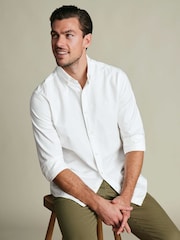 Charles Tyrwhitt White Regular Fit Plain Button-Down Stretch Washed Oxford Shirt - Image 3 of 8