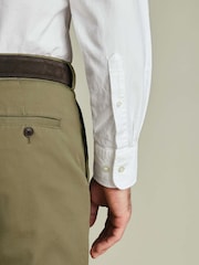 Charles Tyrwhitt White Regular Fit Plain Button-Down Stretch Washed Oxford Shirt - Image 5 of 8