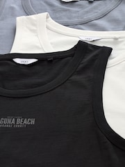 Black/White/Blue 3 Pack Summer Front Print Graphic Vests - Image 12 of 13