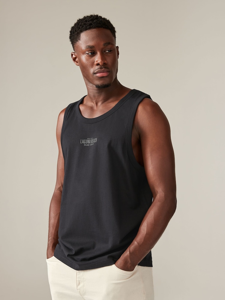 Black/White/Blue 3 Pack Summer Front Print Graphic Vests - Image 2 of 13