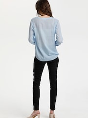 Kaffe Blue Fana Long Sleeve Blouse - Image 2 of 6