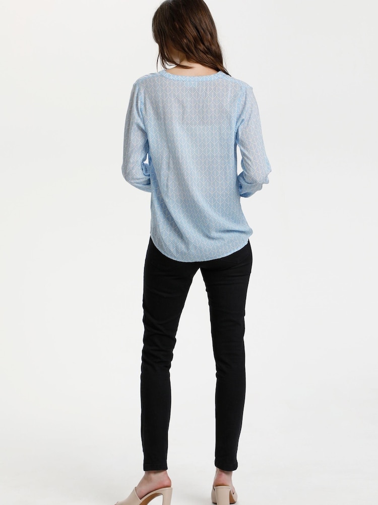 Kaffe Blue Fana Long Sleeve Blouse - Image 2 of 6