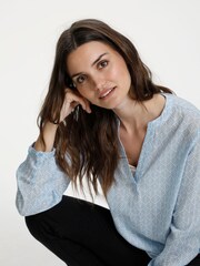 Kaffe Blue Fana Long Sleeve Blouse - Image 4 of 6