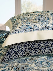 V&A Navy Elysian Pillowcase Pair - Image 1 of 4