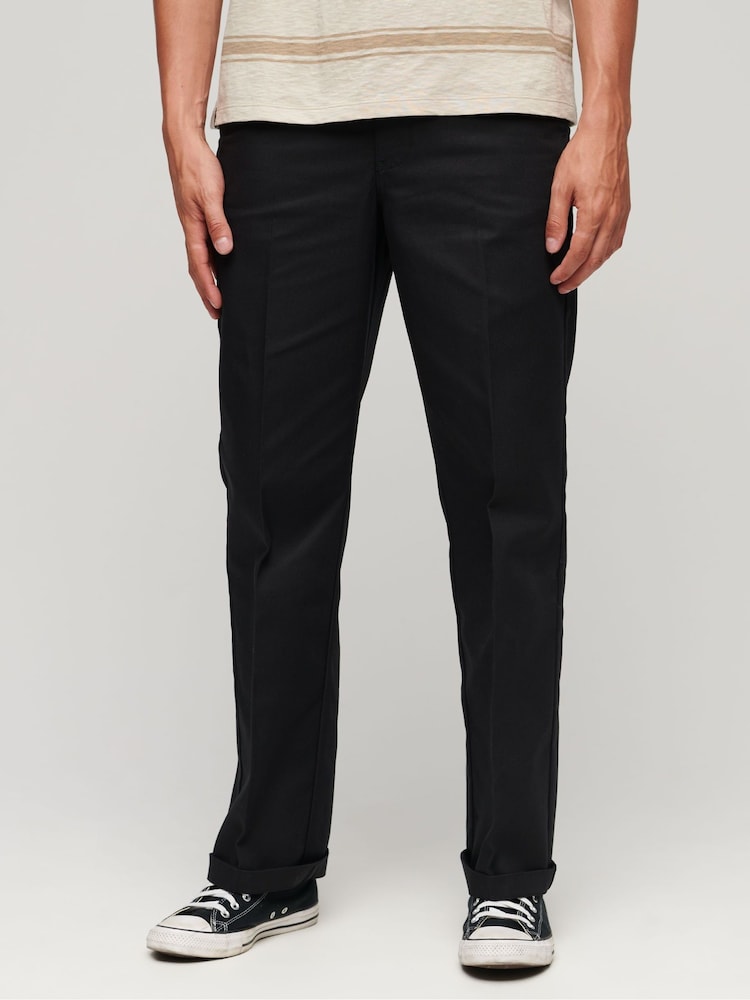 Superdry Black Straight Chinos Trousers - Image 1 of 7 Superdry Black Straight Chinos Trousers - Image 1 of 7