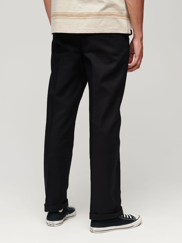 Superdry Black Straight Chinos Trousers - Image 2 of 7 Superdry Black Straight Chinos Trousers - Image 2 of 7