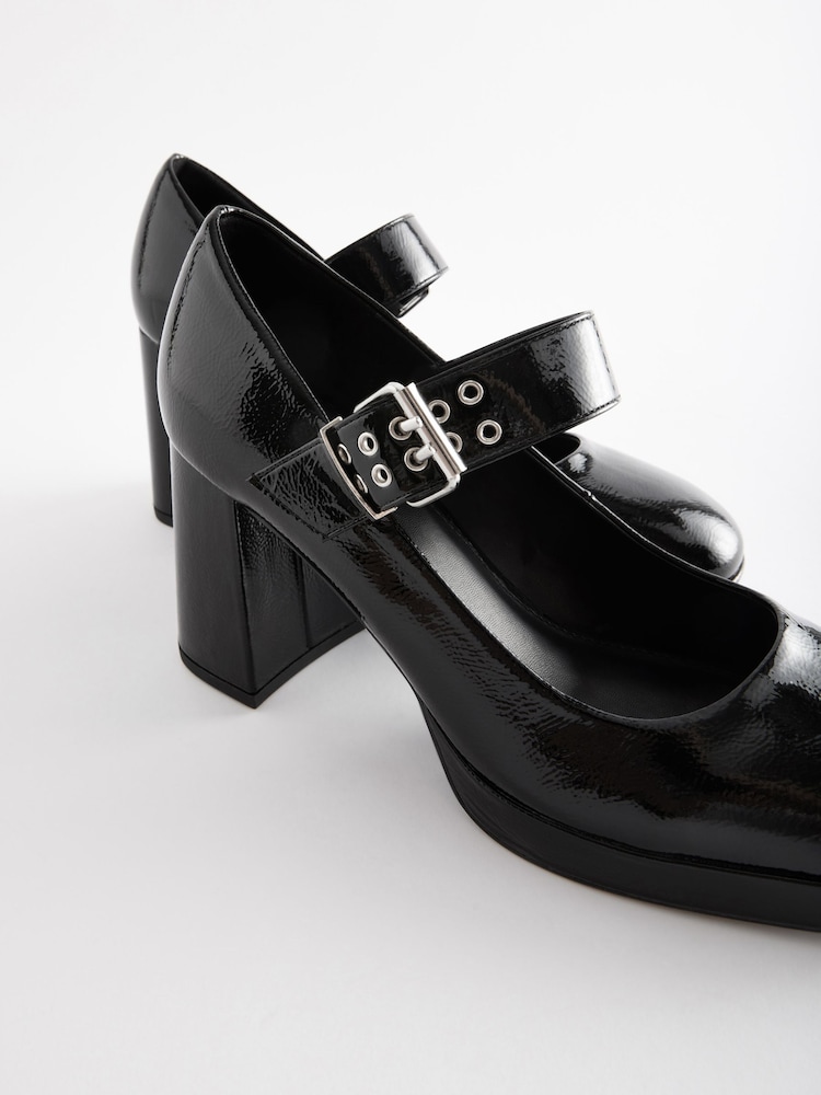 Black Forever Comfort® Eyelet Strap Platform Heel Shoes - Image 9 of 9 Black Forever Comfort® Eyelet Strap Platform Heel Shoes - Image 9 of 9