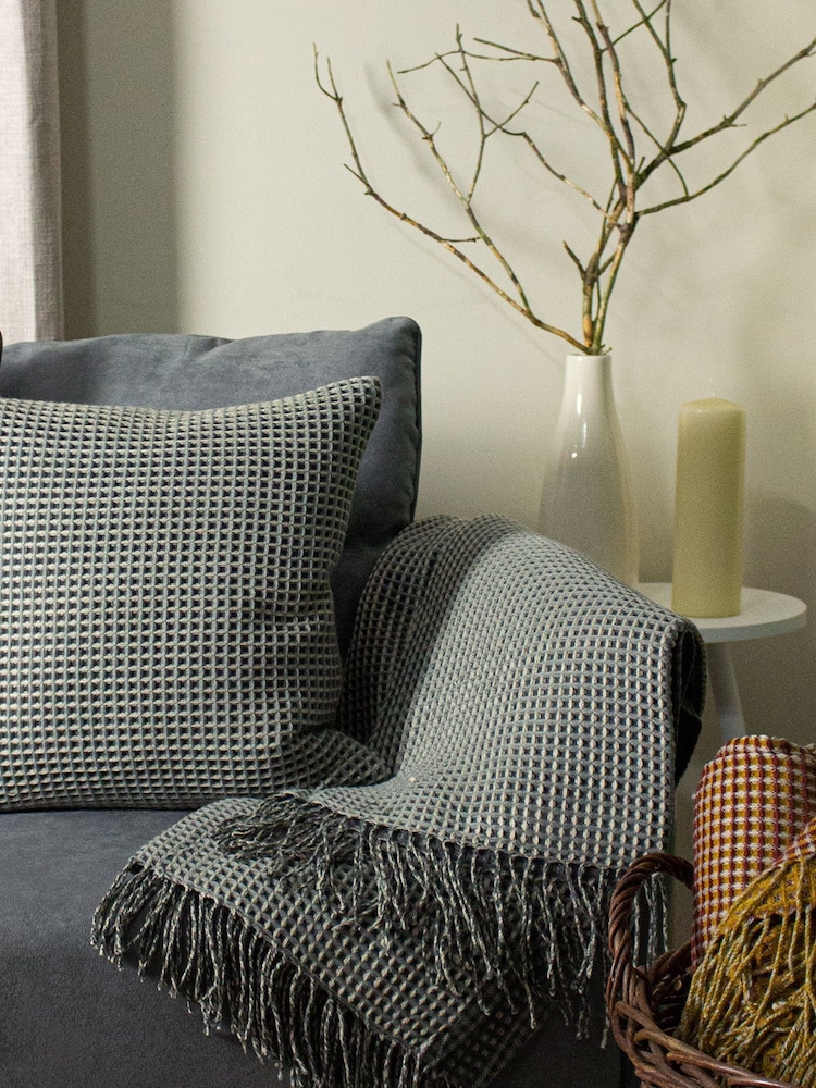 Furn Grey Ronan Sherpa Waffle Fleece Throw - Image 1 of 2