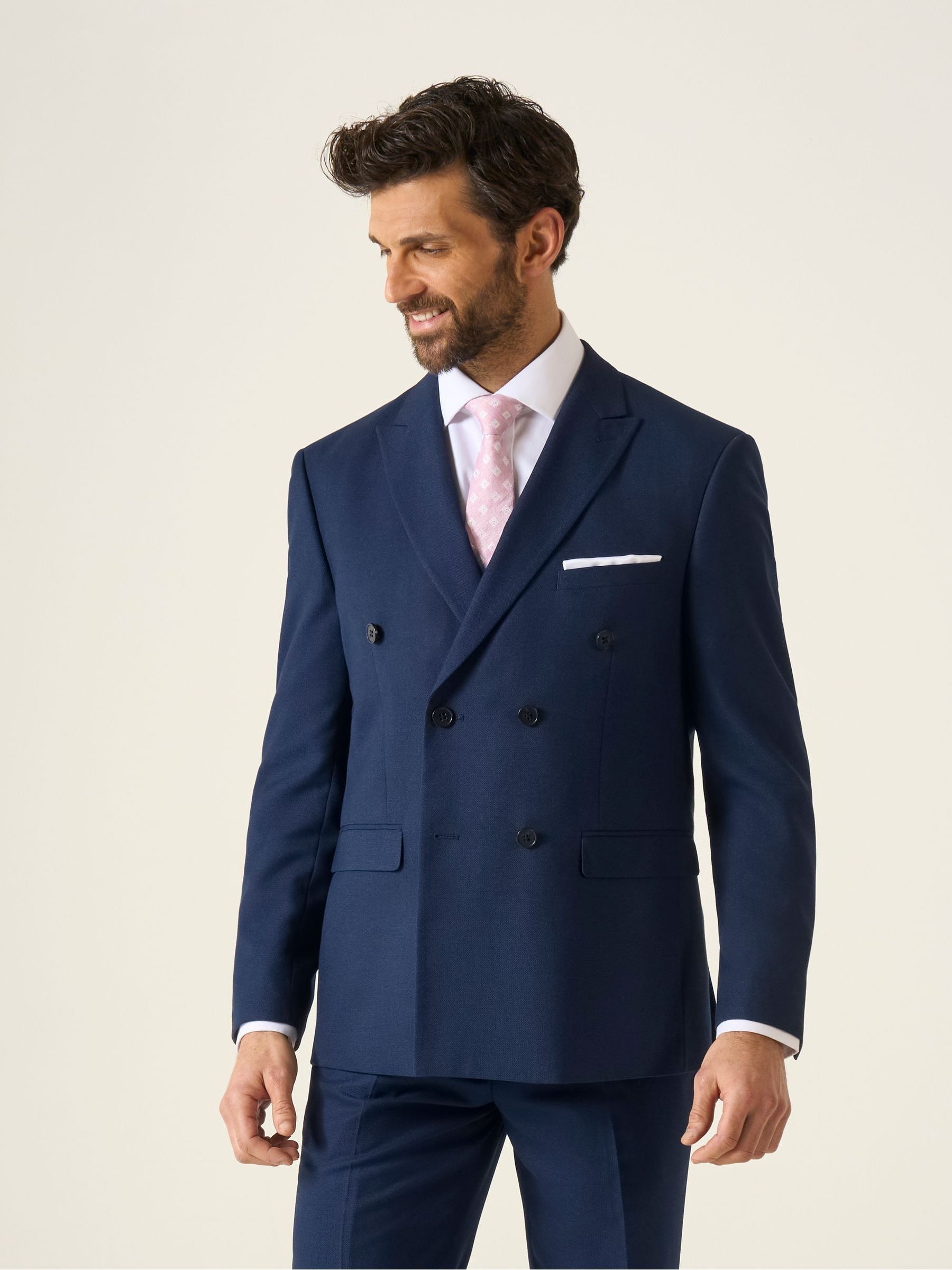 Buy Skopes Navy Blue Double Breasted Harcourt Suit Jacket from