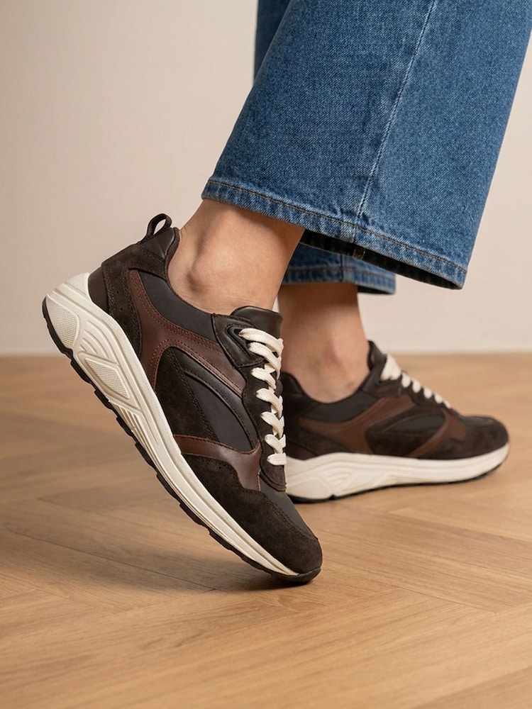 Jones Bootmaker Chocolate Brown Azelia Leather Lace Up Trainers - Image 1 of 6 Jones Bootmaker Chocolate Brown Azelia Leather Lace Up Trainers - Image 1 of 6