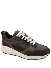 Jones Bootmaker Chocolate Brown Azelia Leather Lace Up Trainers - Image 3 of 6