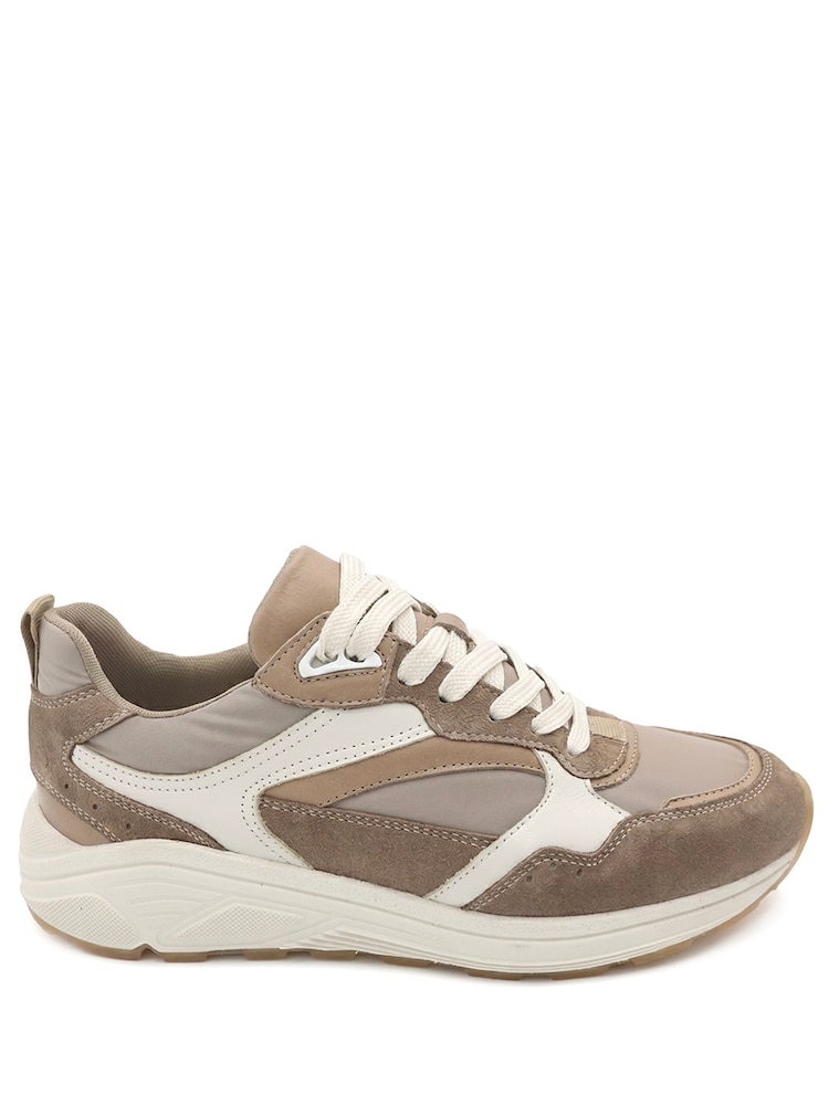 Jones Bootmaker Beige Azelia Leather Lace Up Trainers - Image 2 of 6