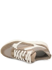 Jones Bootmaker Beige Azelia Leather Lace Up Trainers - Image 5 of 6