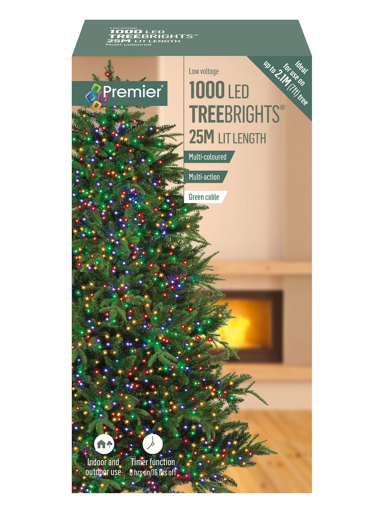 Premier Decorations Ltd Rainbow 1000 LED Tree Brights 25m Christmas Lights with Timer - Image 4 of 4