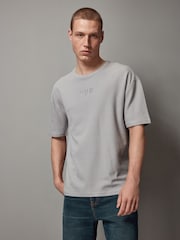 Light Grey Single Relaxed Fit Graphic Heavyweight 100% Cotton T-Shirt - Image 1 of 8