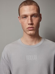 Light Grey Single Relaxed Fit Graphic Heavyweight 100% Cotton T-Shirt - Image 4 of 8
