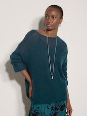 Apricot Blue Lightweight Brushed Oversized Jumper - Image 1 of 5