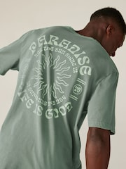 Green Sun 100% Cotton Back Print Beach Graphic T-Shirt - Image 1 of 8