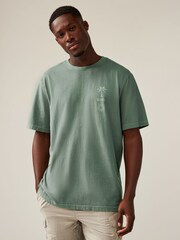 Green Sun 100% Cotton Back Print Beach Graphic T-Shirt - Image 3 of 8